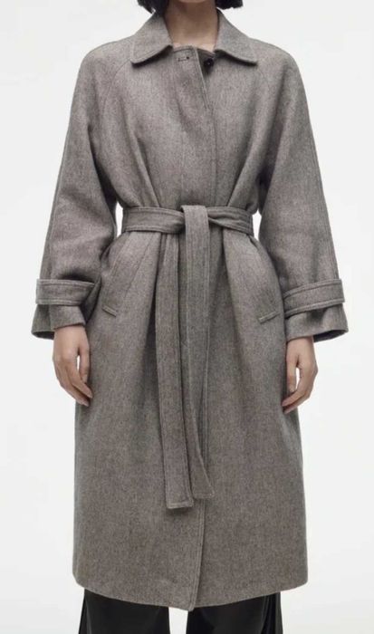 Płaszcz Zara nowy delikatna jodełka  rozm. S melanż kołnierzyk