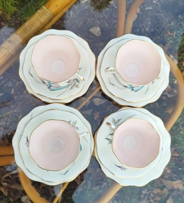 Angielska porcelana kostna  ЕSTABLISHED  trio śniadaniowe bone China