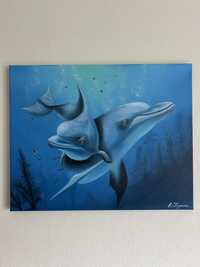 Картина маслом «Дельфіни»
