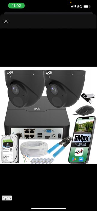 Zestaw kamer ip 5mpx 2x + dysk 1tb