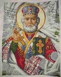 Ікона Святий Миколай Чудотворець вишитий хрестиком
