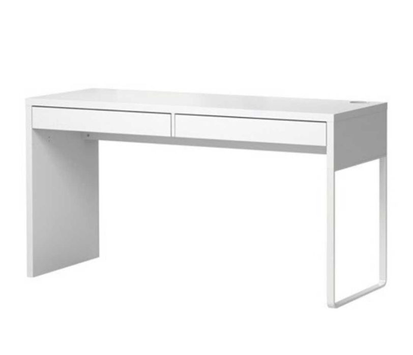 Duże Białe biurko Ike Micke dwie szuflady