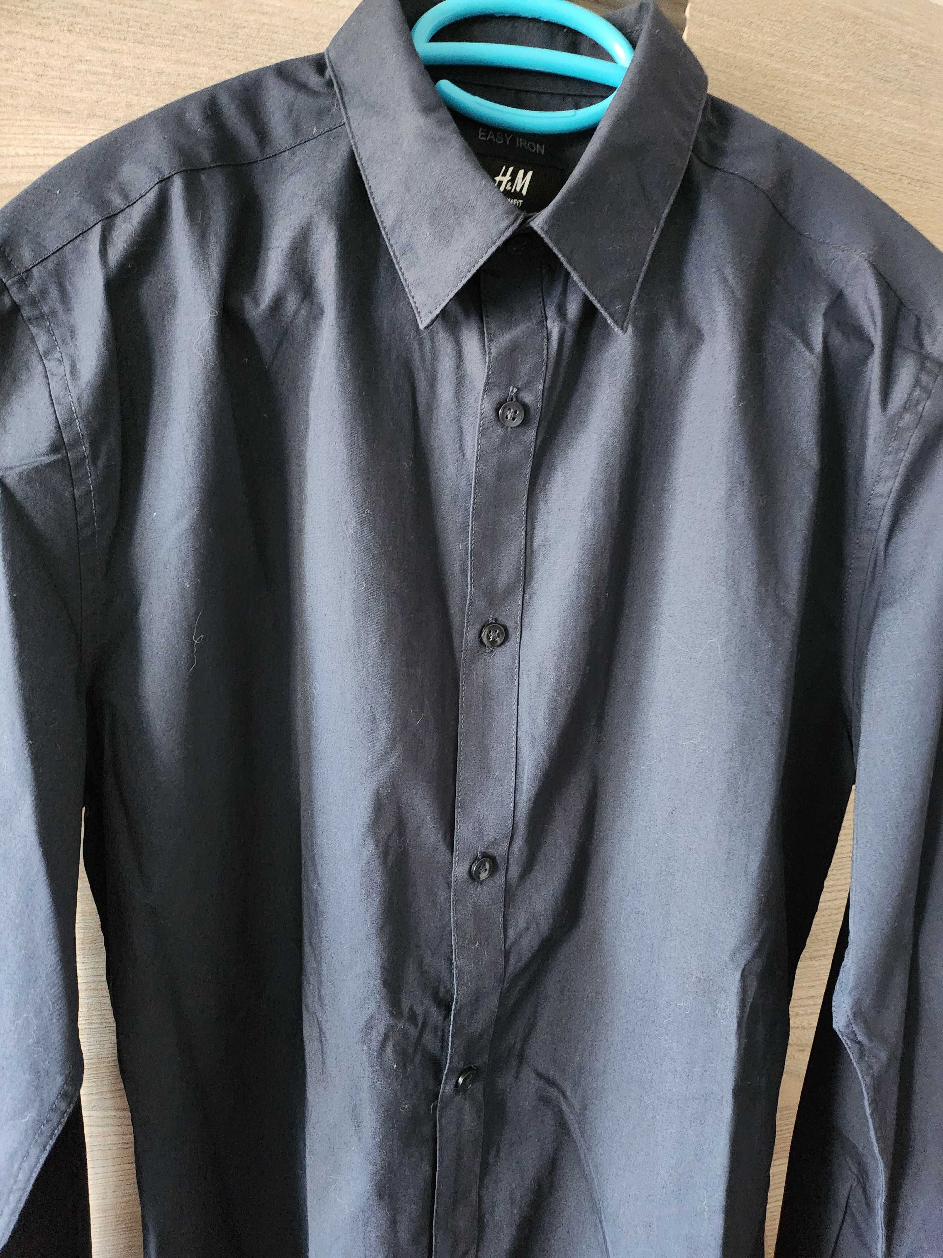 Koszula męska H&M, SLIM FIT, ciemnogranatowa, rozmiar S
