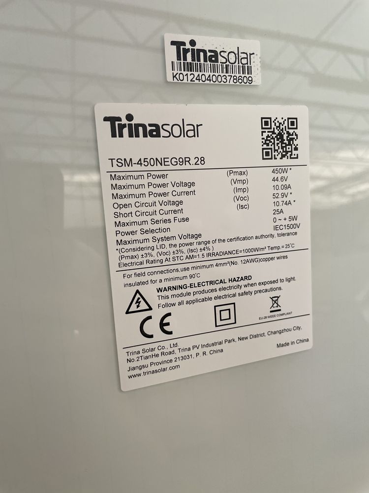 Panel Panele fotowoltaiczne sloneczne Trina Vertex 450W Mono NOWE