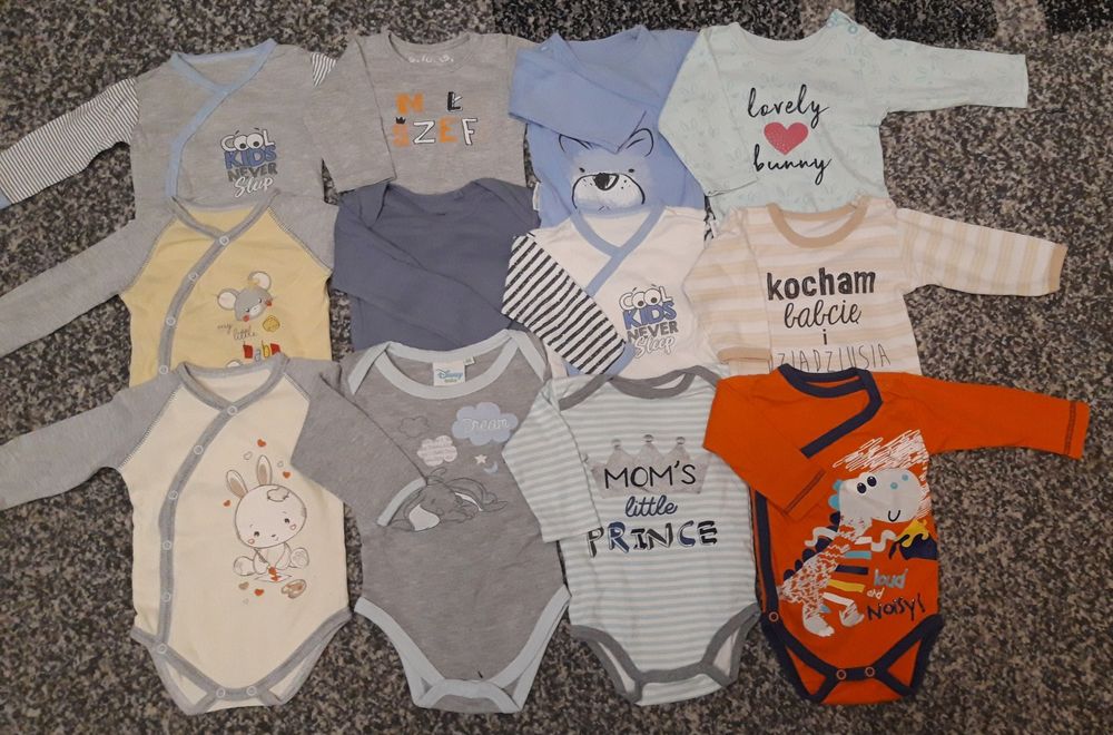 12 szt body długi rękaw z długim rękawem 68