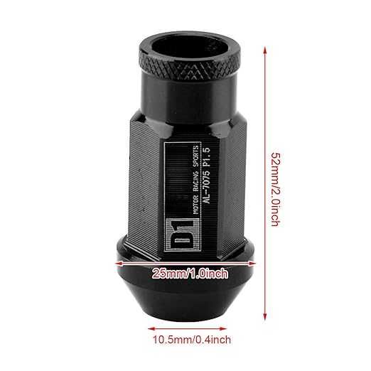 Zestaw 20 aluminiowych nakrętek D1 do felg kół M12x1,5 tuning, czarne