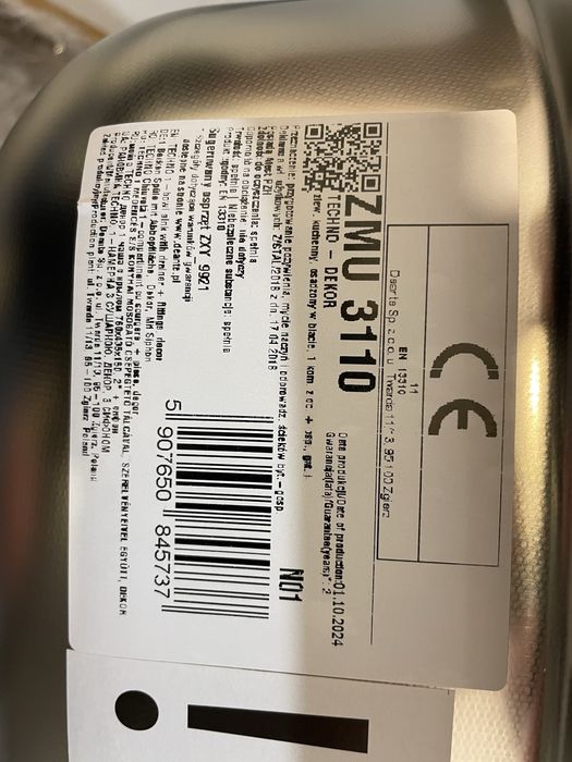 Zlewozmywak stalowy 1-komorowy z ociekaczem Deante Techno ZMU 3110