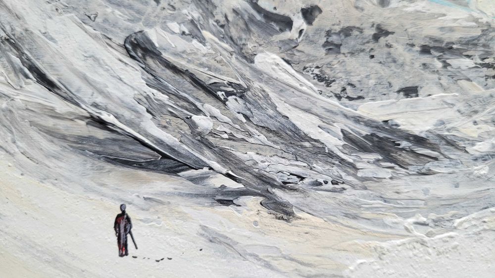 Obraz ręcznie malowany "Góry + rama