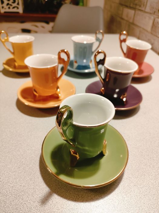 Komplet filiżanek porcelana francuska Geneviève Lethu 6 sztuk, espress