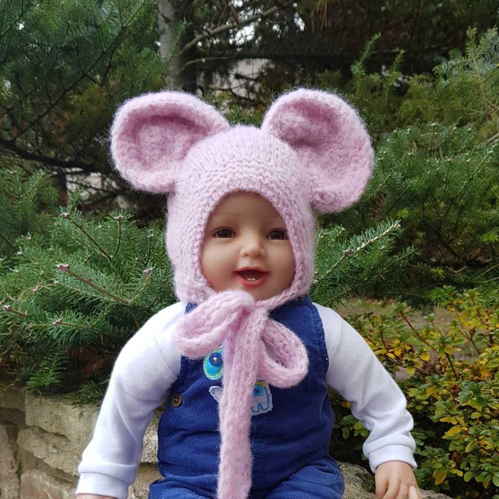 Czapka Czapka Pudrowa Mysz 46/48 czapka z wełny merino i jedwabiu