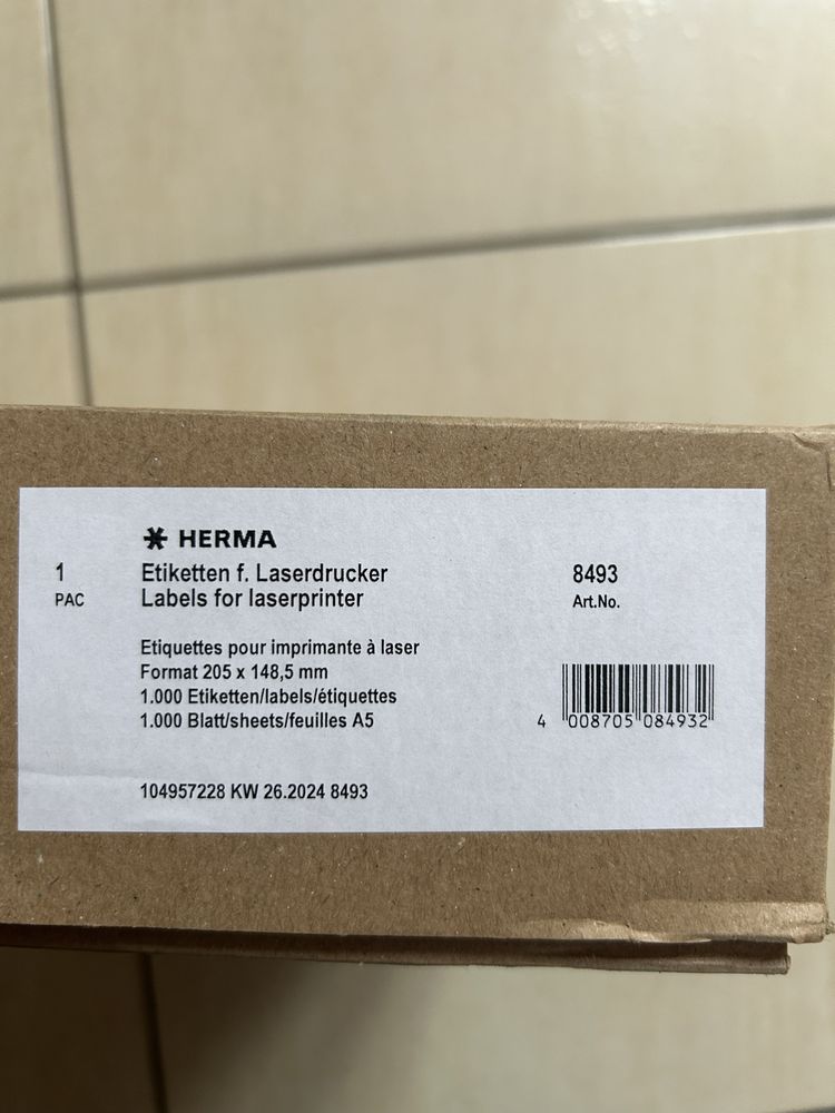 Herma zestaw etykiet  samoprzylepnych A5 biale do drukareklaserowych