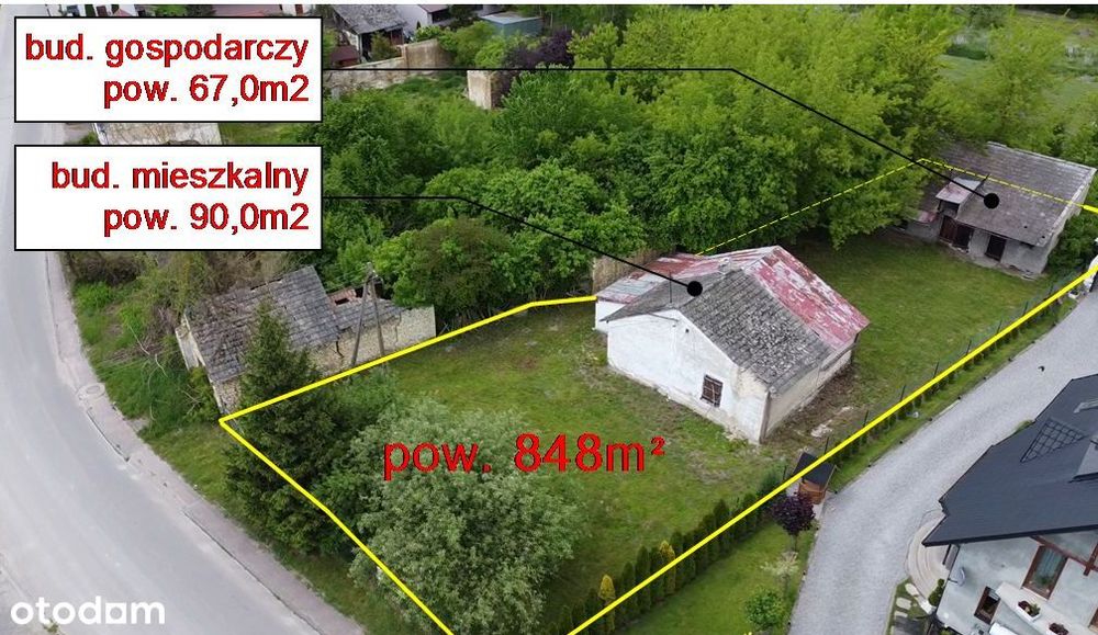 działka budowlana Rynek Tarłów z budynkiem gosp. i domem