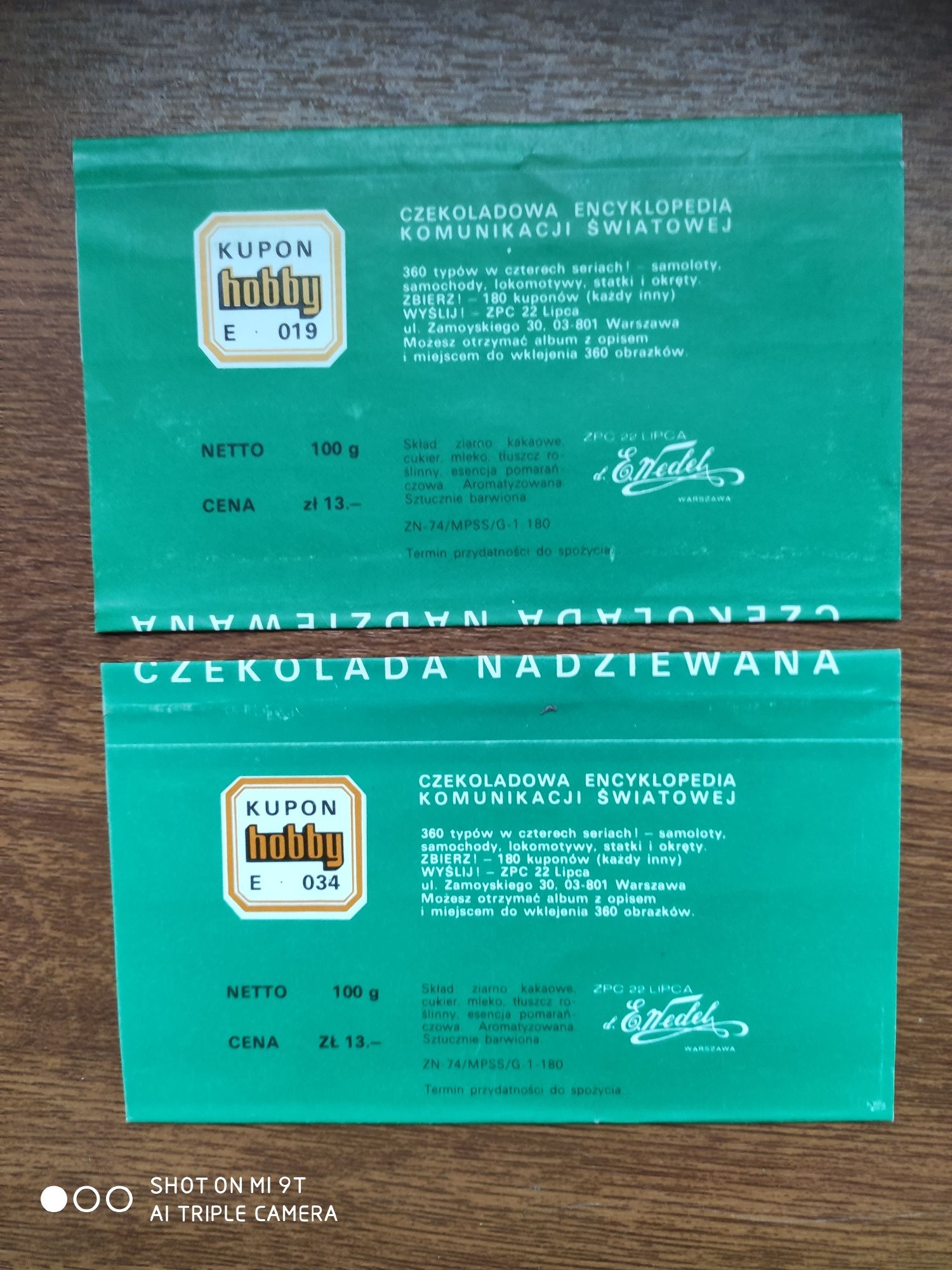 Wedel dwa opakowania po czekoladzie