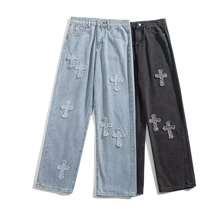 Чорні джинси Chrome Hearts style з хрестами, розмір M