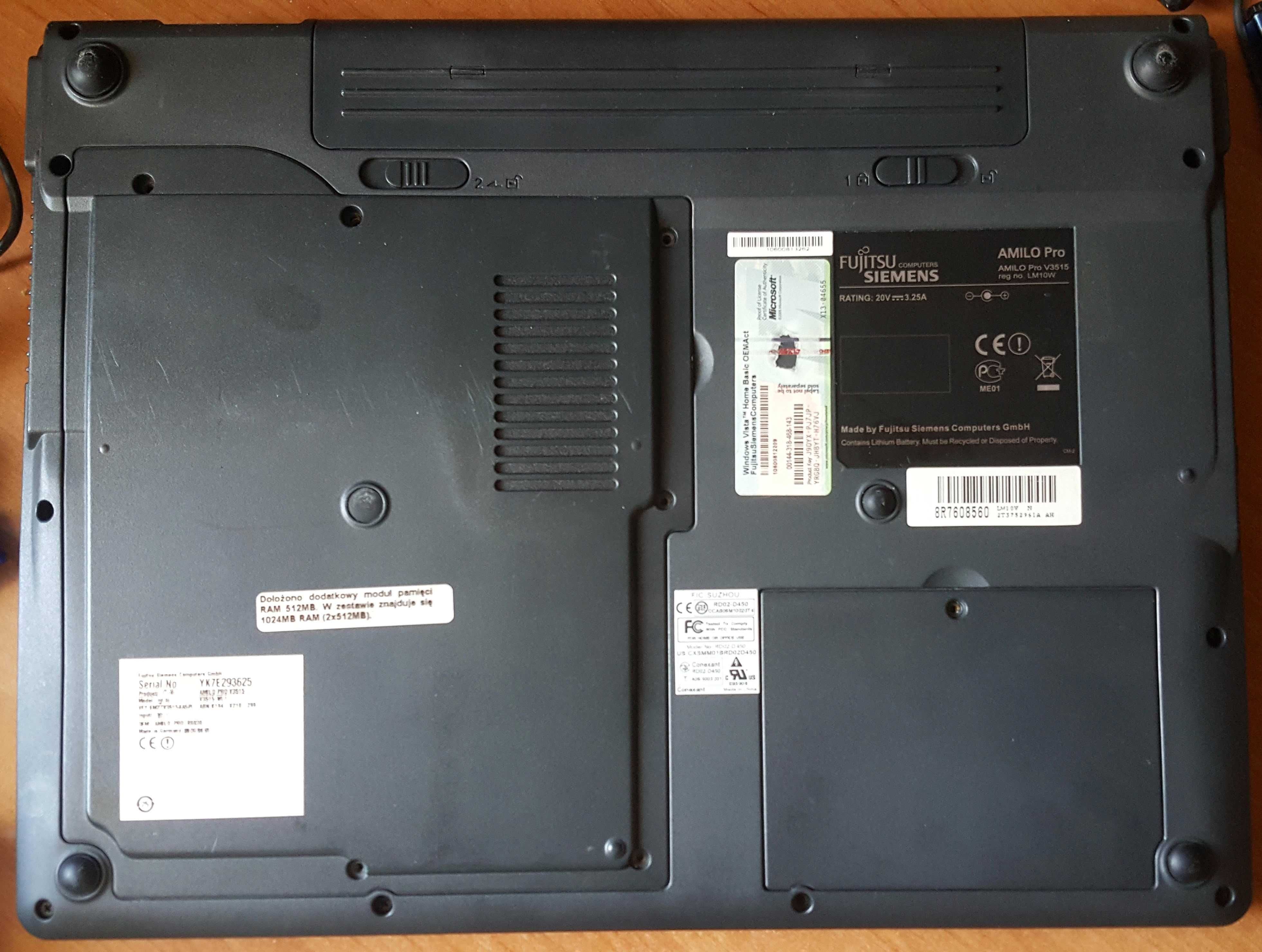 FUJITSU SIEMENS AMILO Pro V3515 Windows 7 10 office biurowy DVD