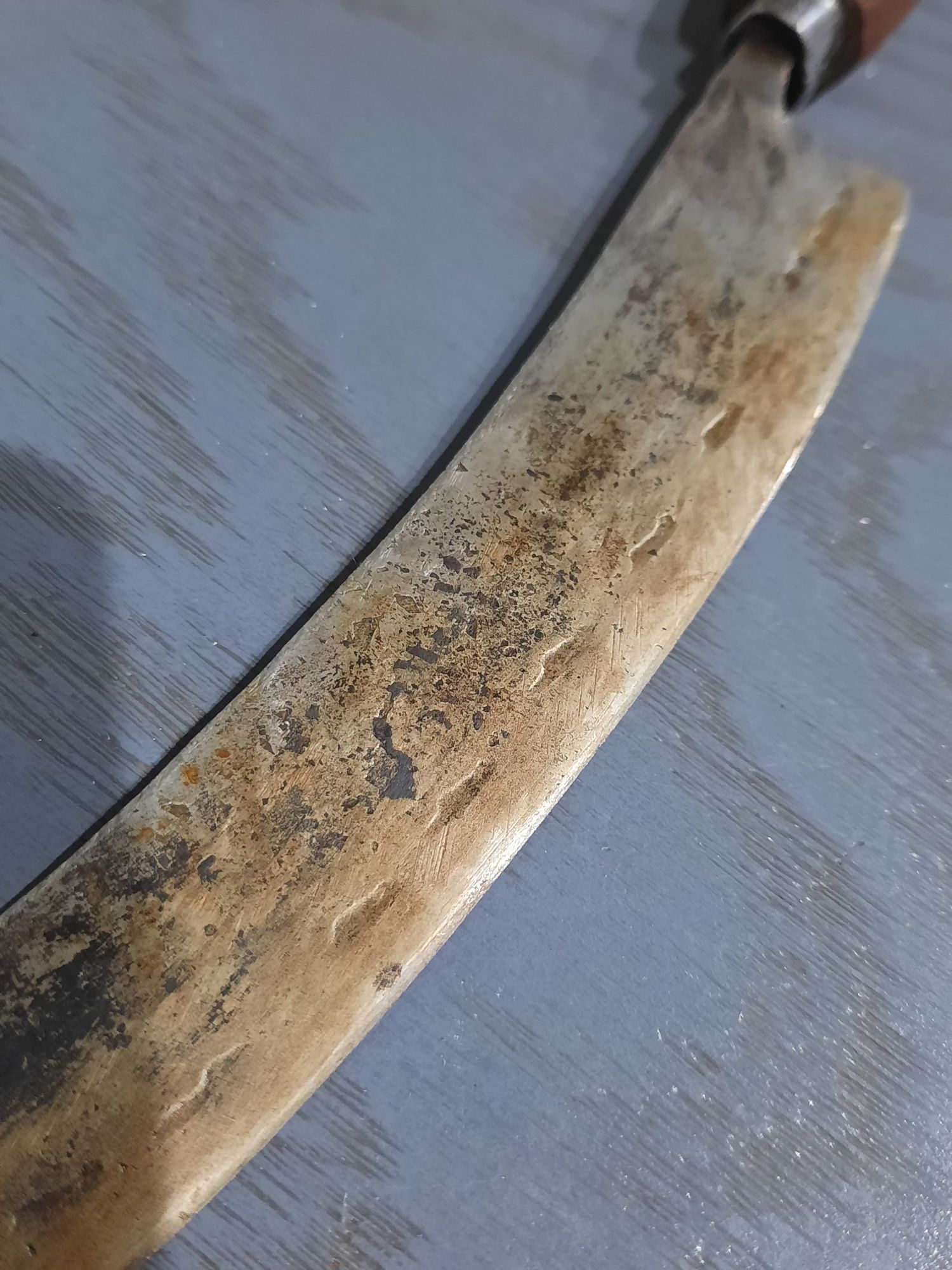 Vintage nóż rybacki z kutra, dł 35cm, ręcznie wykonany lata 30-40 XXw