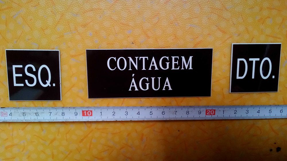 Placas de sinalização Contador de: Gaz, Agua, Luz direito ou esquerdo