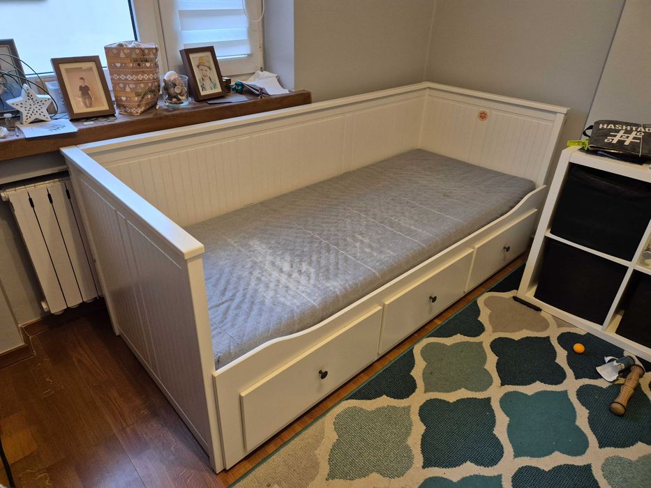 Łóżko rozkładane z 3 szufladami BIAŁE IKEA HEMNES