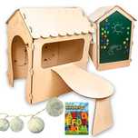 DOMEK Ogrodowy dla DZIECI Drewniany STOLIK Tablica Kredowa 86x137x105