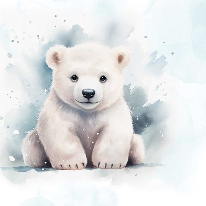 Fototapeta Dla Dzieci Niedźwiadek Miś Polarny 3D Twój Rozmiar + KLEJ