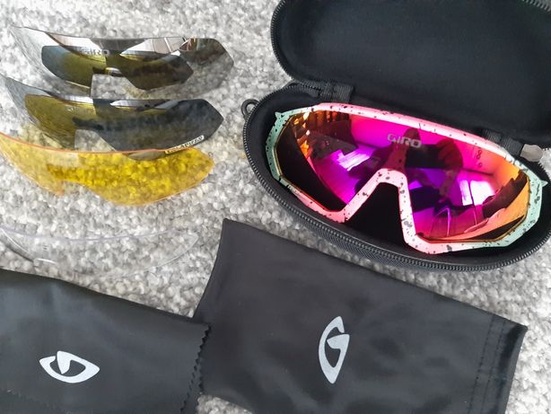 Okulary Sportowe Rowerowe UV400 Polaryzacja +Etui +4 Szkła Giro
