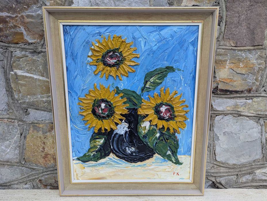 Słoneczniki Sygnatura F.K. Obraz Olejny