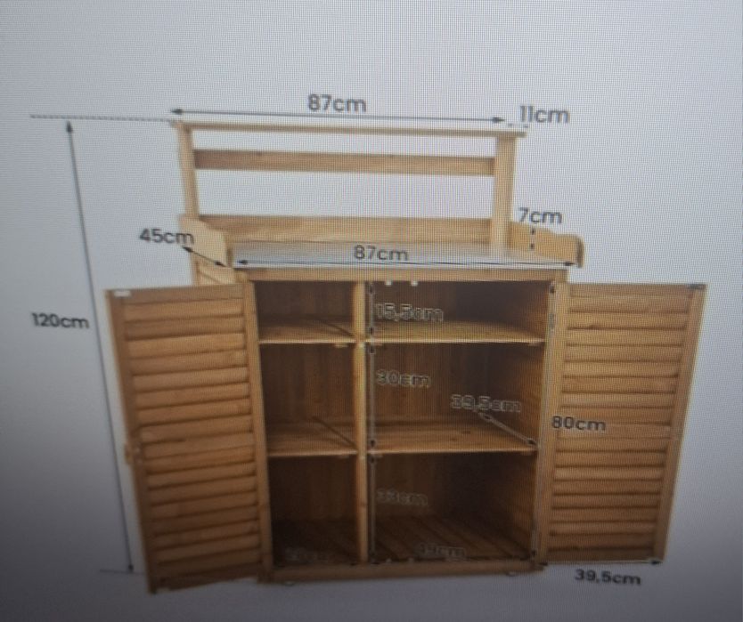 Szafka regał COSTWAY 120x87x45cm. Drewno. Stół ogrodowy do kwiatków