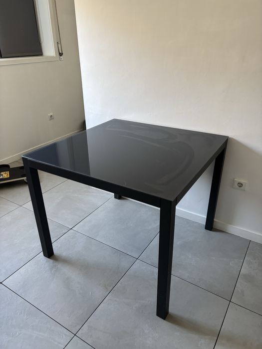 Mesa metal e vidro 90x90cm