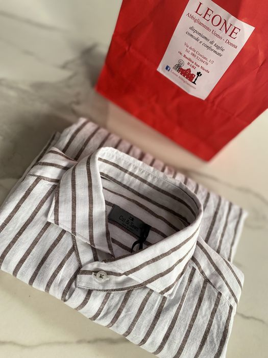 Lniana (len) koszula włoska nowa męska L