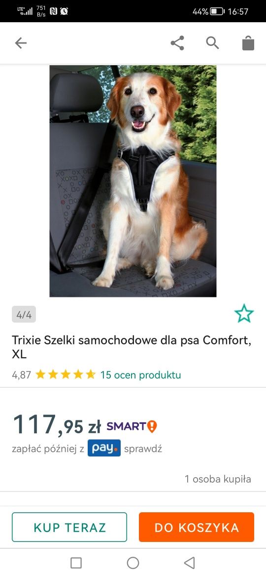 Szelki samochodowe dla psa XL Trixie