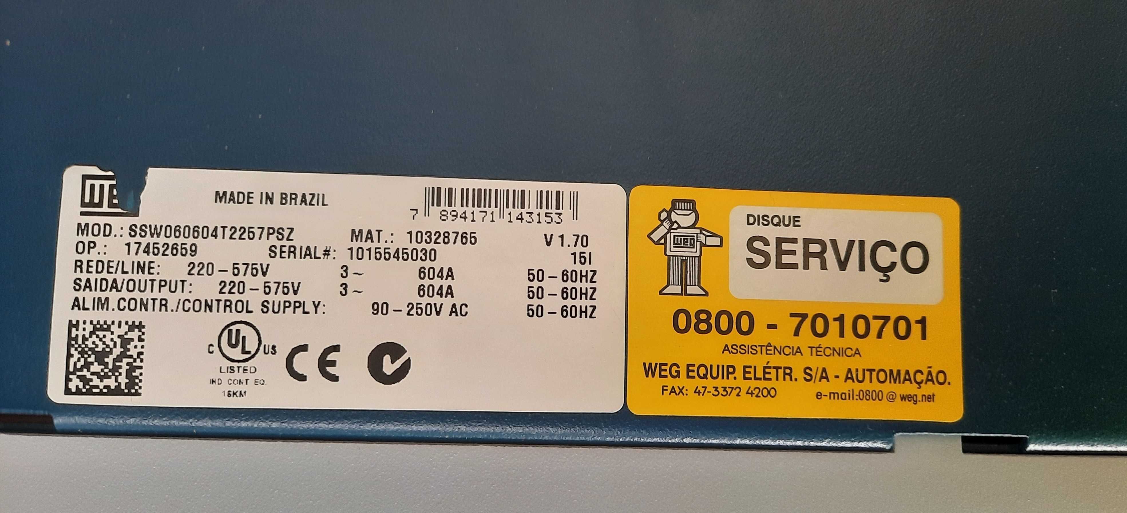 SOFT STARTER WEG SSW060604T2257PSZ  604A