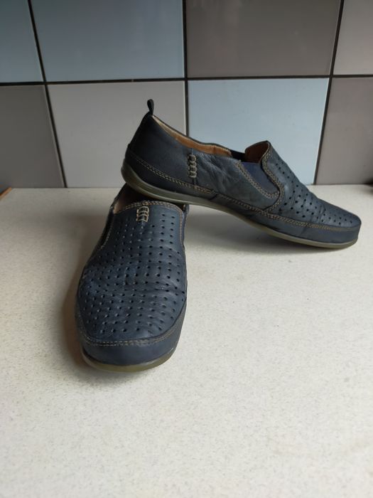 Buty Półbuty mokasyny Lasocki skórzane męskie granatowe  42