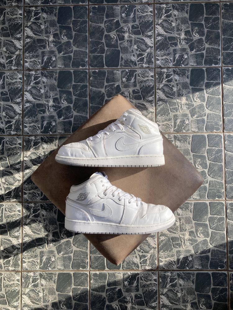 Кросівки Nike Jordan 1 Mid White Grey | Кроси Найк Джордан ОРИГІНАЛ