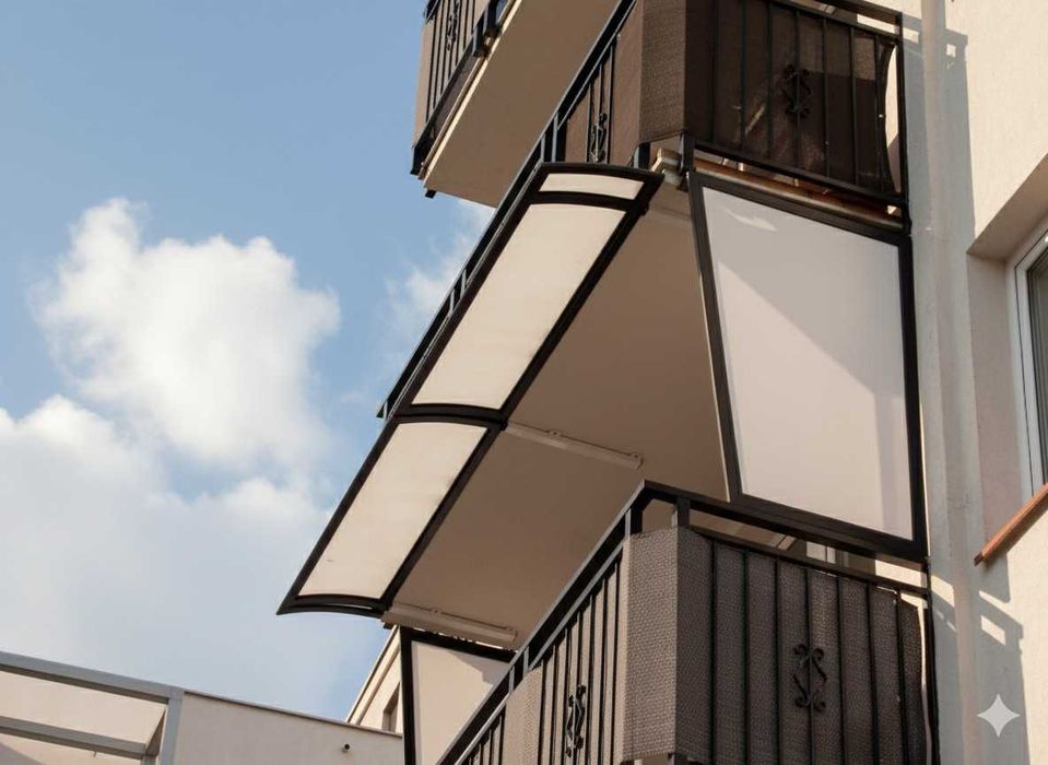 Daszek na balkon, Zadaszenie nad drzwi, Wiatrołap aluminiowy 3x2m dach