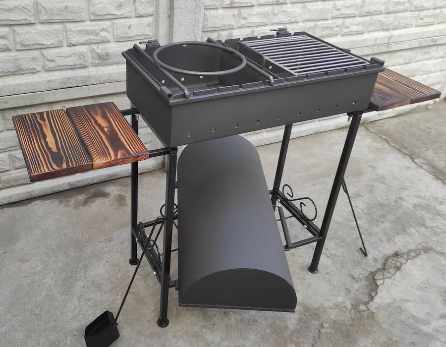 АКЦІЯ -18%! 67см! Стаціонарний Мангал Барбекю з Кришкою |ТЕПЛО В ХАТІ