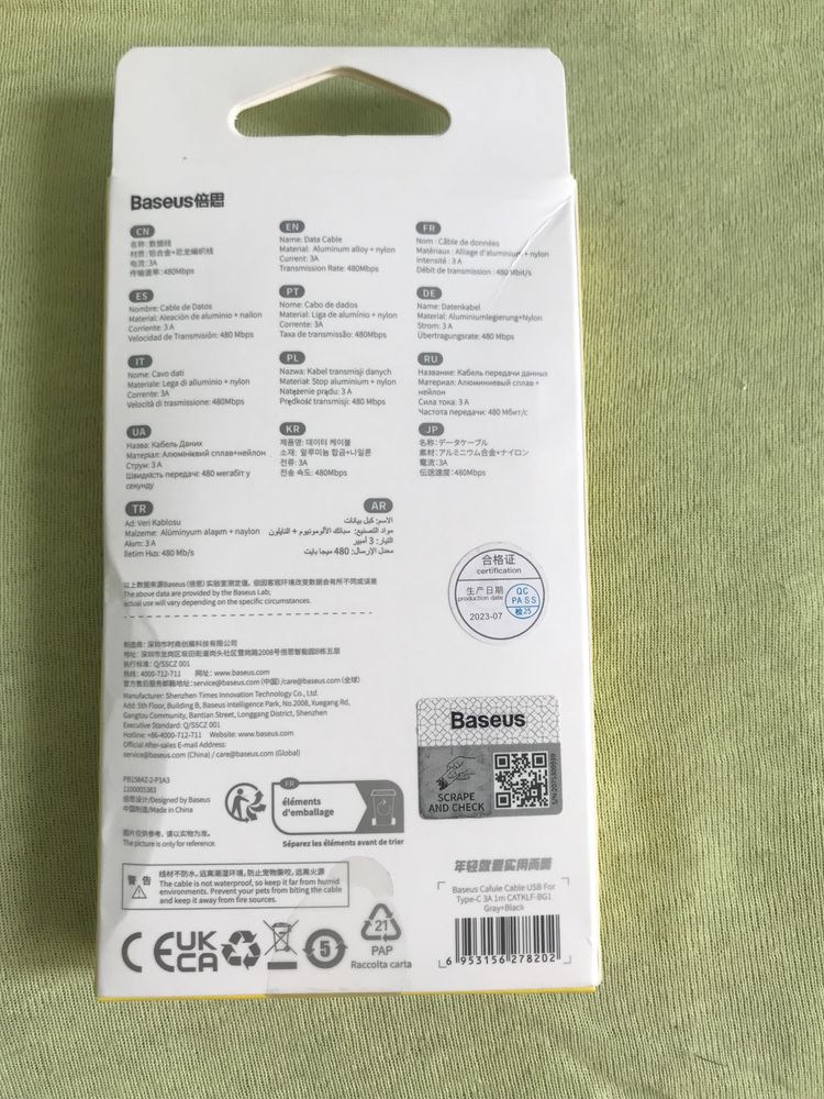Przewód Baseus usb-A do usb-c 1m nowy