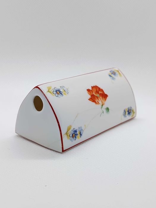 Paliteiro em cerâmica com decoração floral