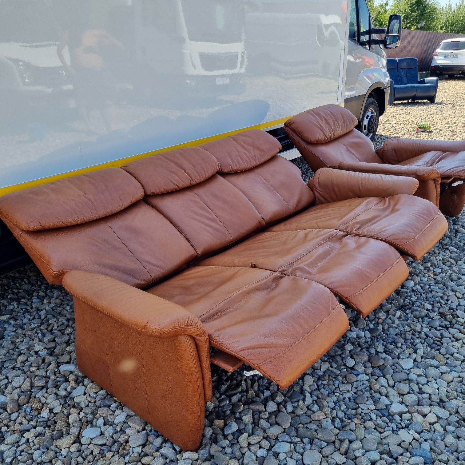 Шкіряний диван 3ка і крісло RELAX Реклайнер Шкіряні меблі