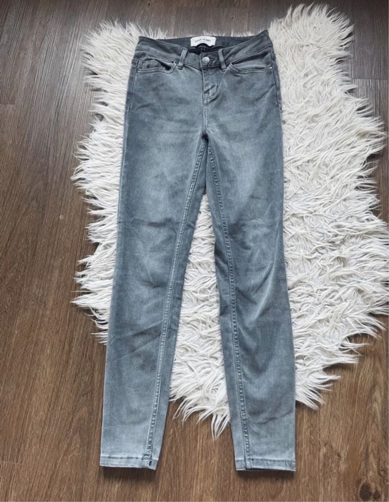 szare rurki spodnie jeansowe dżinsy super skinny jeans new look 34 leg