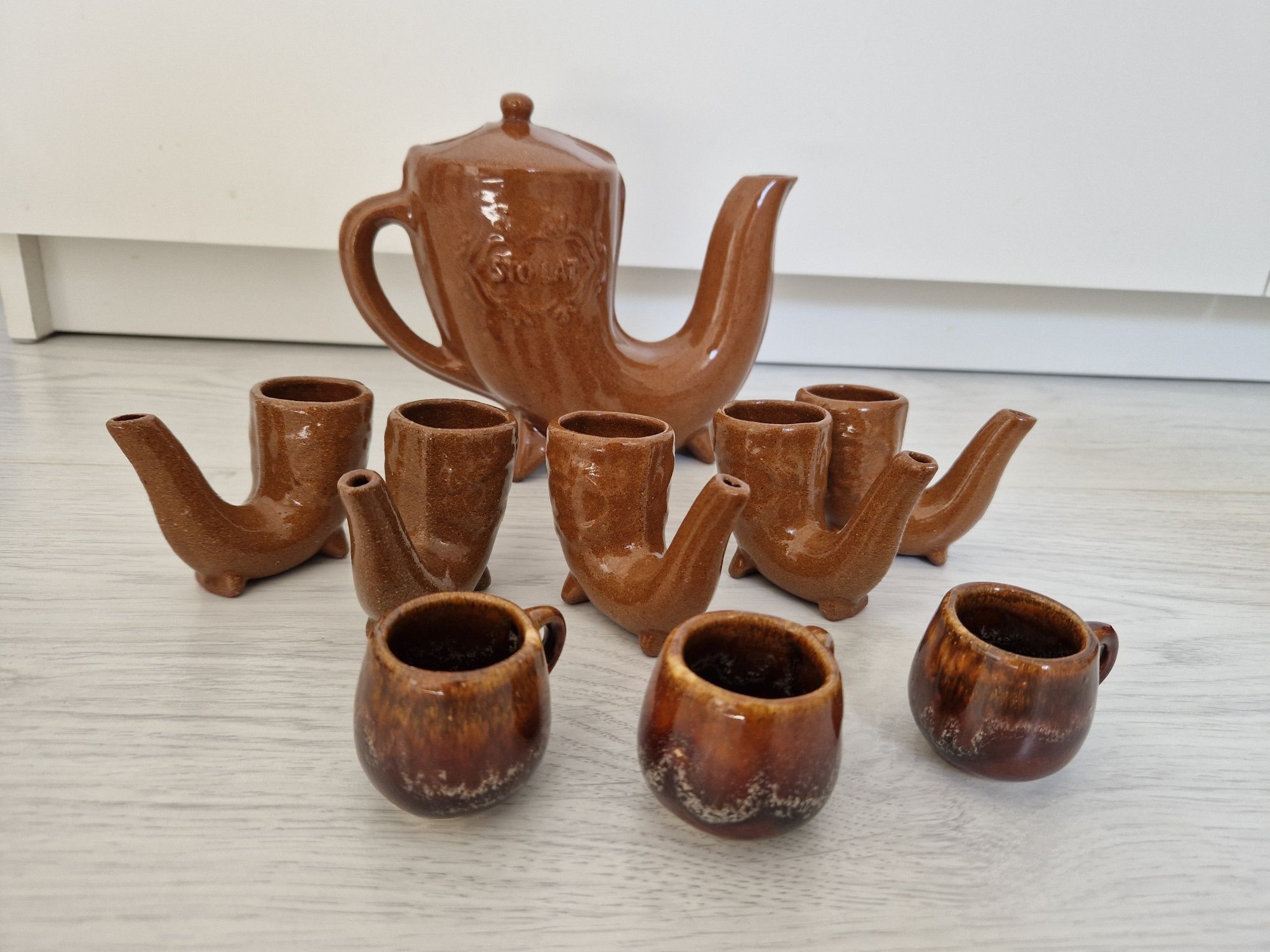 PRL Vintage zestaw do miodu pitnego karafka i kieliszki lata 70-te