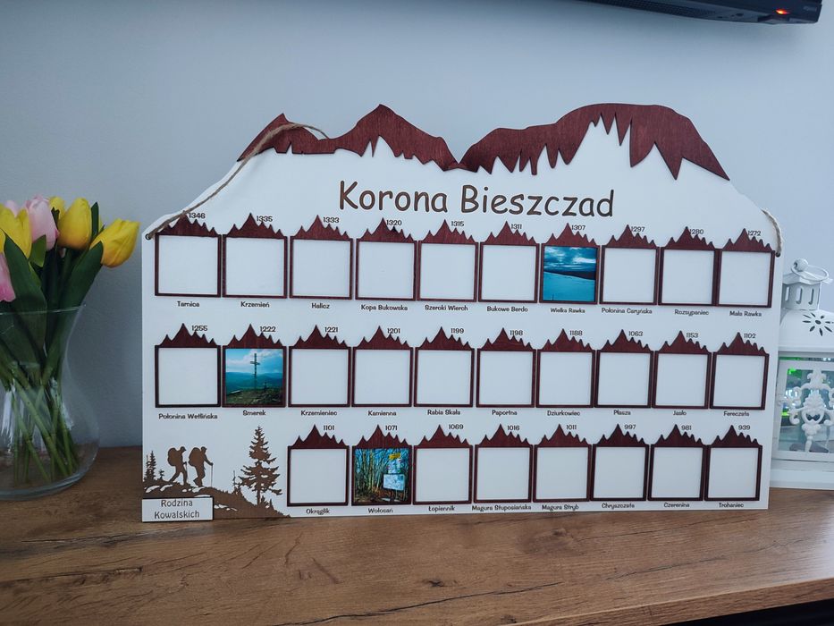Ramka plakat Korona Bieszczad. Prezent na urodziny turysty. Personaliz