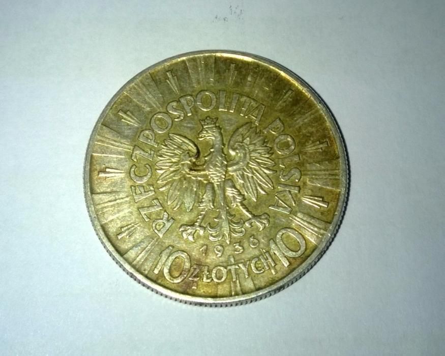 SREBRNA MONETA JÓZEF PIŁSUDSKI 10zł 1936r srebro Kolekcjonerska Zabytk