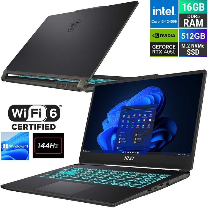 MSI CYBORG 15,6FHD 144Hz i5-12450H RTX4050, 6GB 16GB DDR5 512SSD Win11