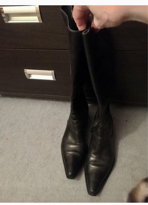 Высокие кожаные сапоги р.36