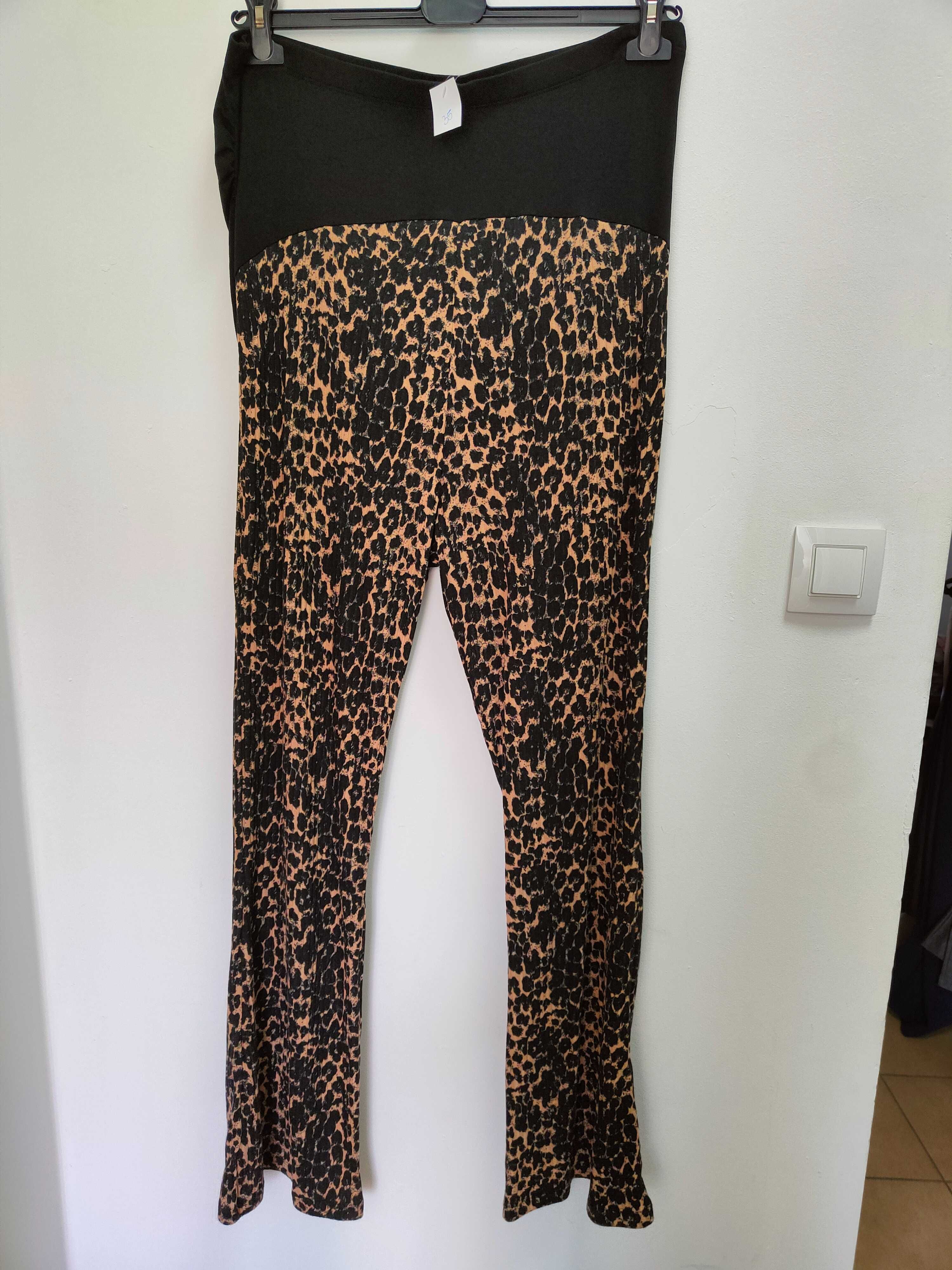 Legginsy dzwony ciążowe panterkowe