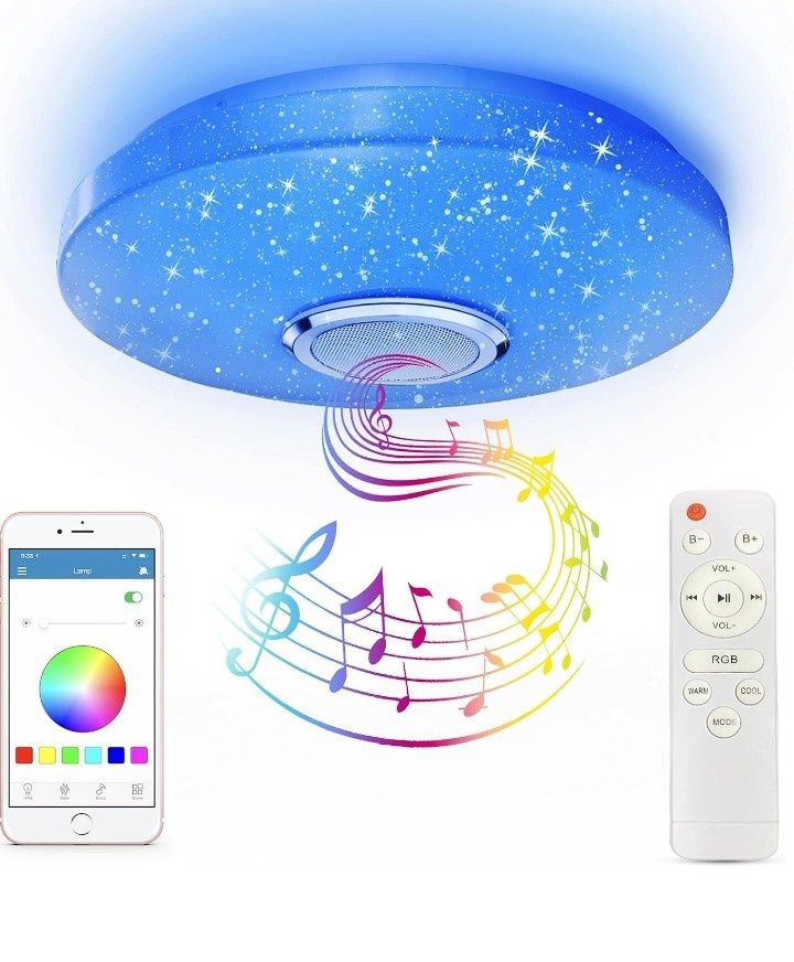 CheDux 36W RGB lampa sufitowa z głośnikiem Bluetooth