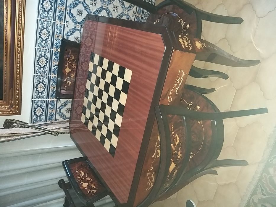 Mesa de Jogo Italiana em madeira nobre com incrustações IMACULADA