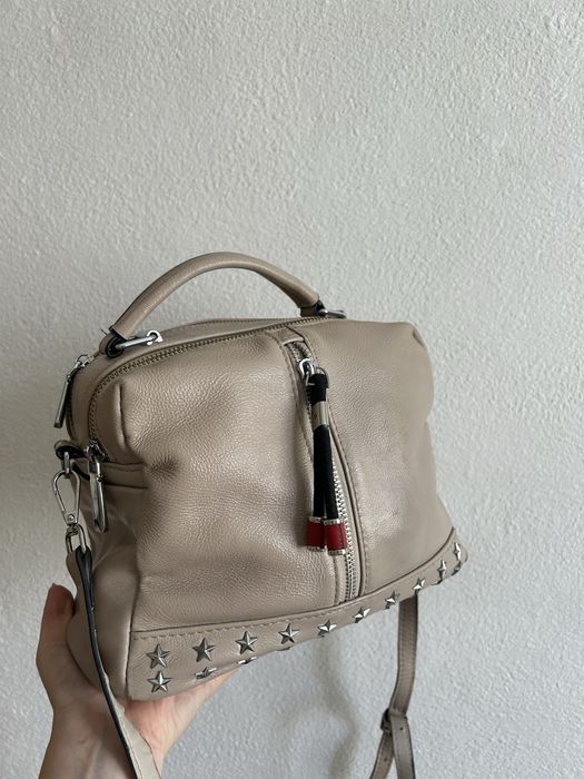 Сумка бежева жіноча натуральна шкіра