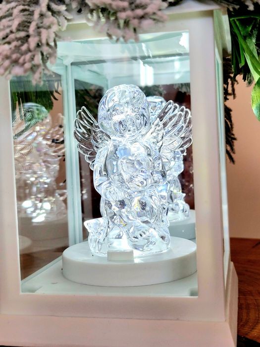 Lampion LED z Aniołkiem na grób Świąteczny Boże Narodzenie