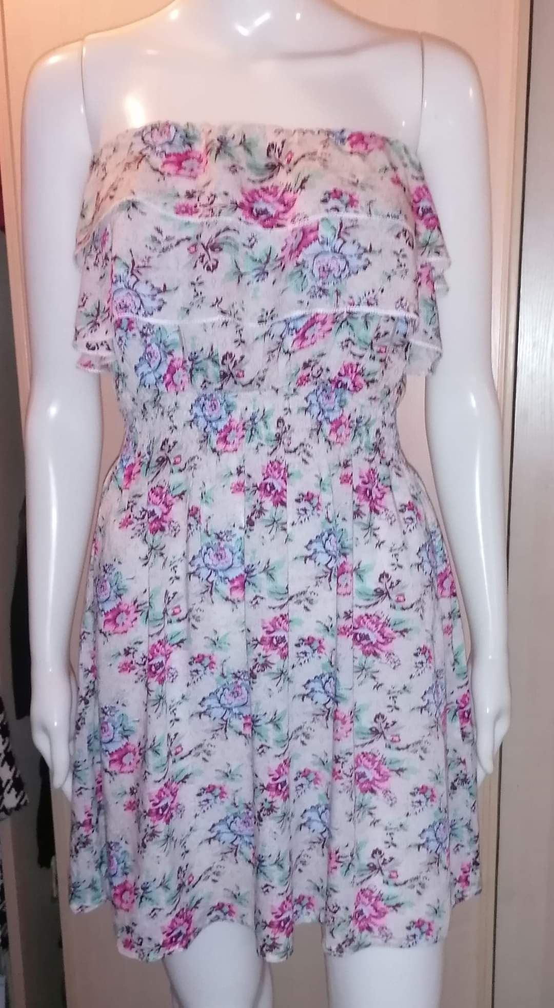 Floral słodka kwiaty sukienka bawełna 34/36 hiszpanka boho hippie jak